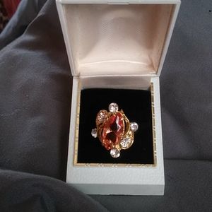 Morgan's diamonique Pink Champagne morganite ring